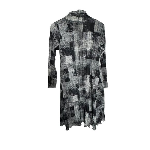 Comfy USA long cardigan duster Black white print mesh size small 3/4 sleeves - Picture 4 of 7